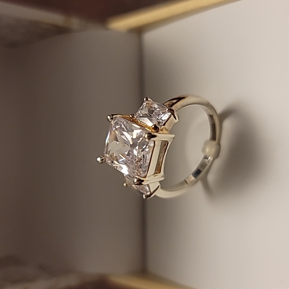 Charter Club 3 Carat Silver Princess Cut Ring, Size 5